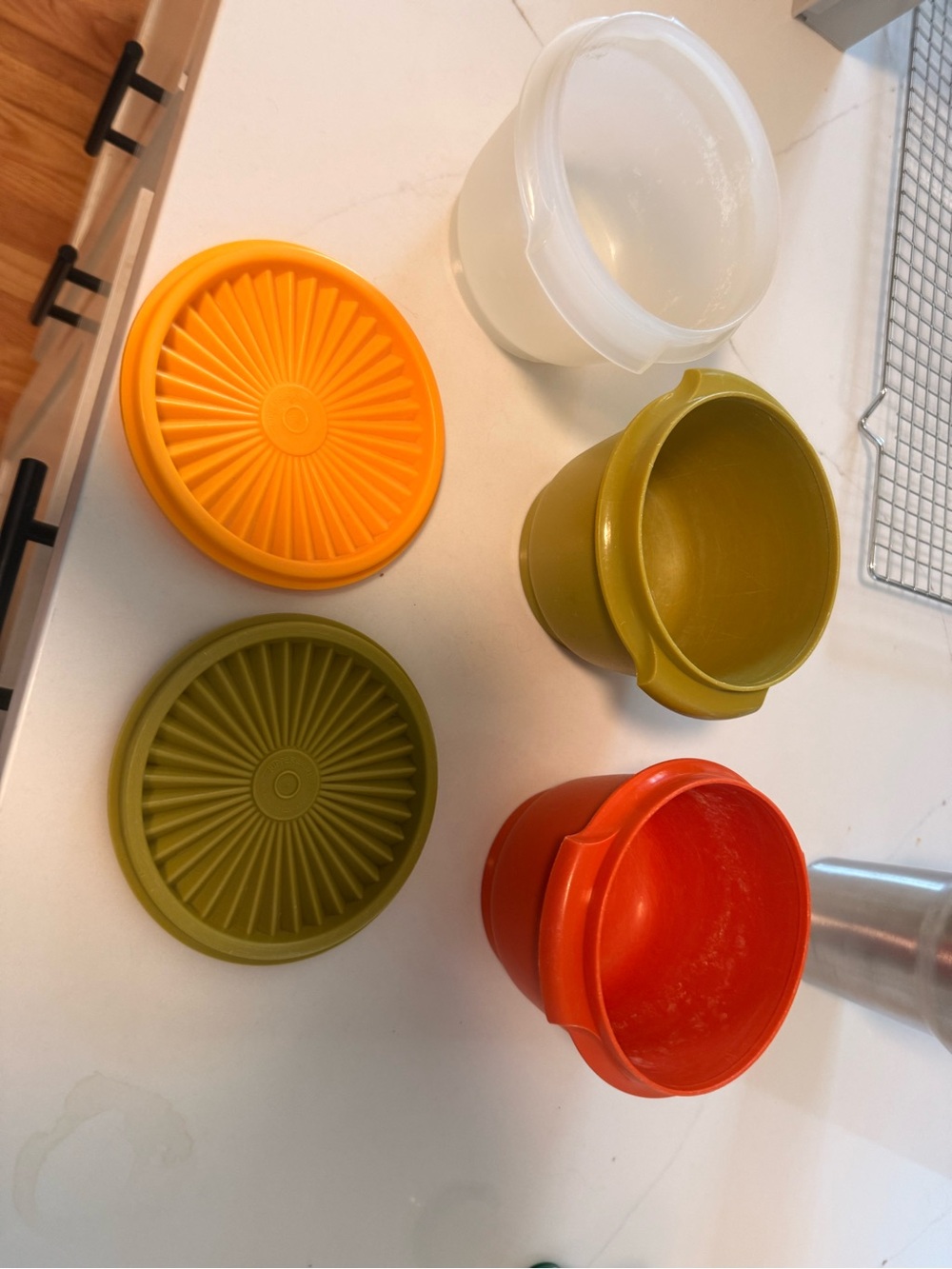 Vintage Tupperware with Lids - Orange, Olive, clear - Picture 2 of 11